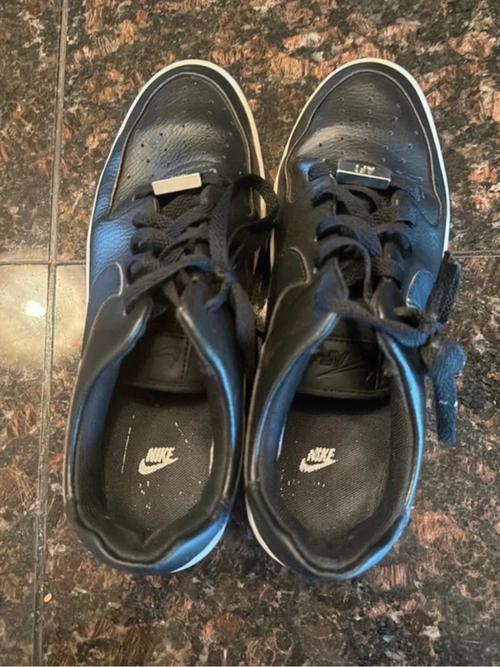 Nike Black Leather Women's Low-Top Sneakers with White Platform Sole SAGE AF1